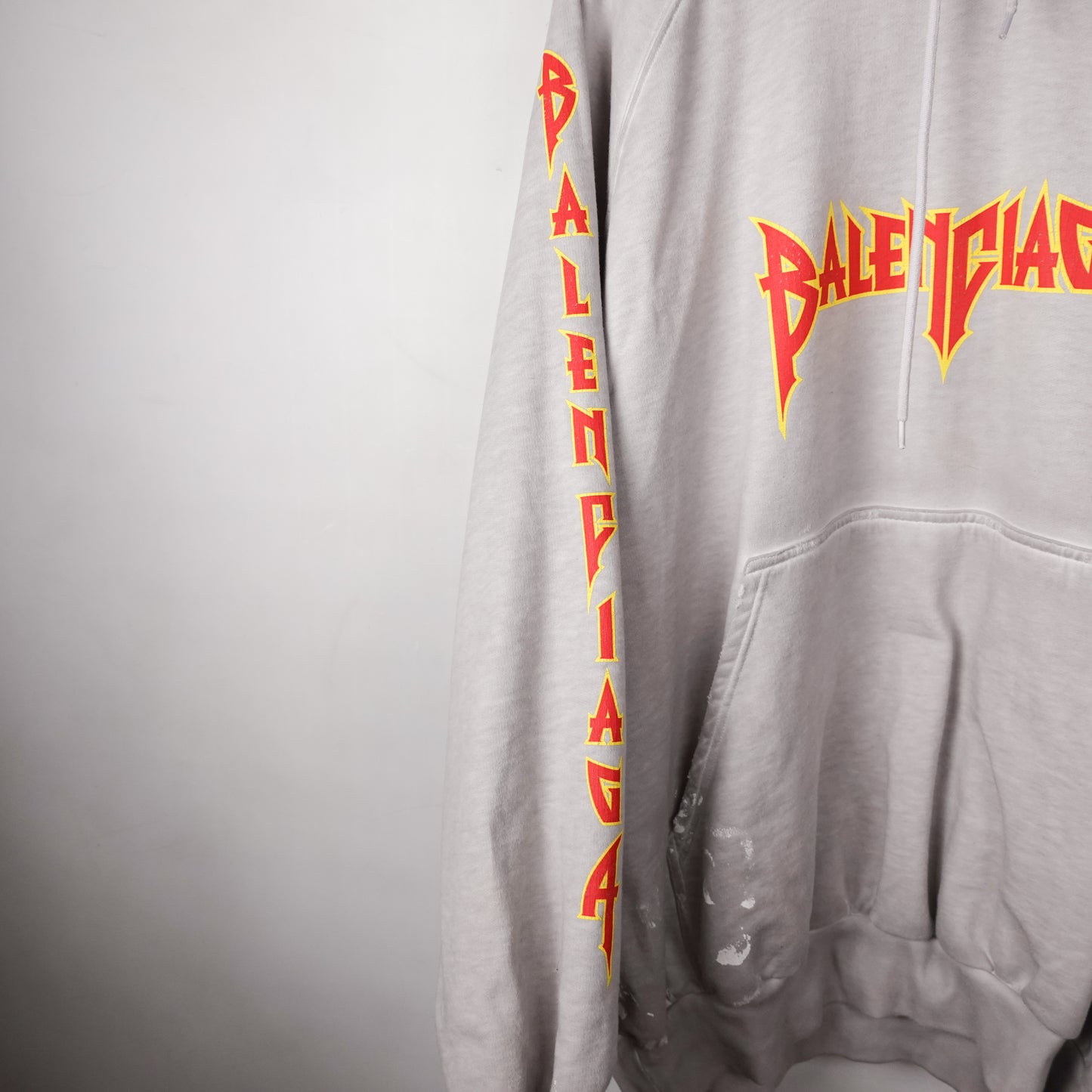 Balenciaga Metal Logo Distressed Oversized Hoodie - Size 1