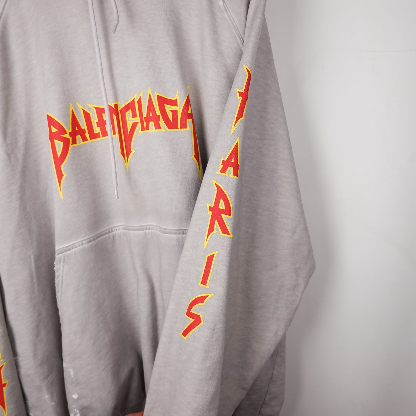 Balenciaga Metal Logo Distressed Oversized Hoodie - Size 1