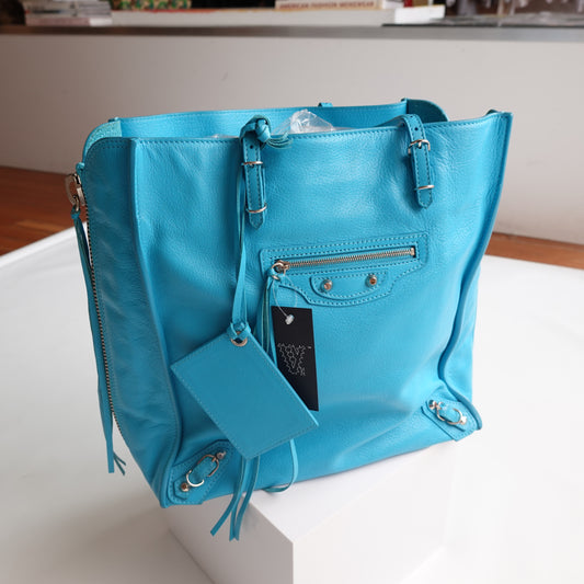 Balenciaga Papier A4 Turquoise Tote Bag