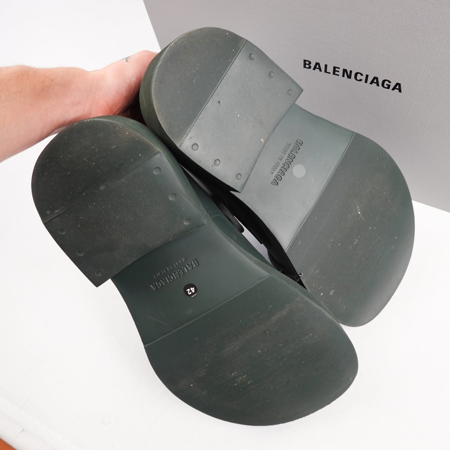Balenciaga Steroid Derby Boot Dark Khaki - Size 9.5