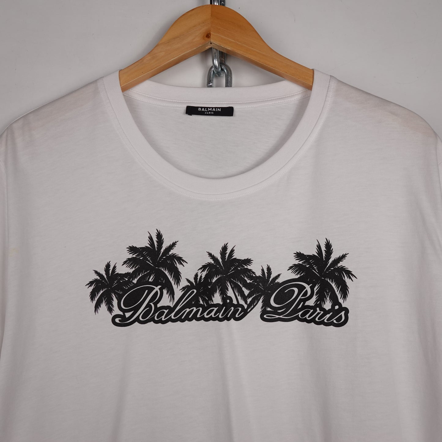 Balmain Palm Print Logo Tee - Size XL