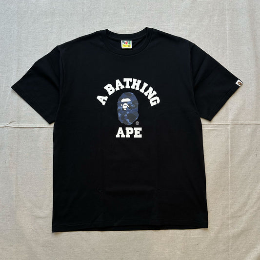 Bape Blue Camo Collegiate Tee Black - Size 2XL