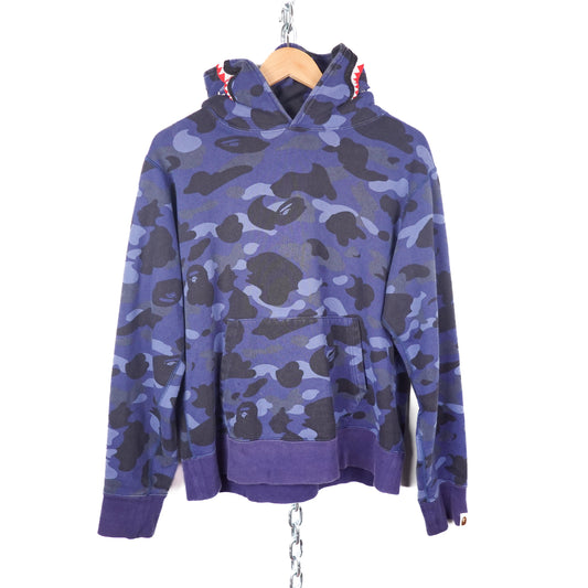 Bape Blue Camo Shark Hoodie - Size M
