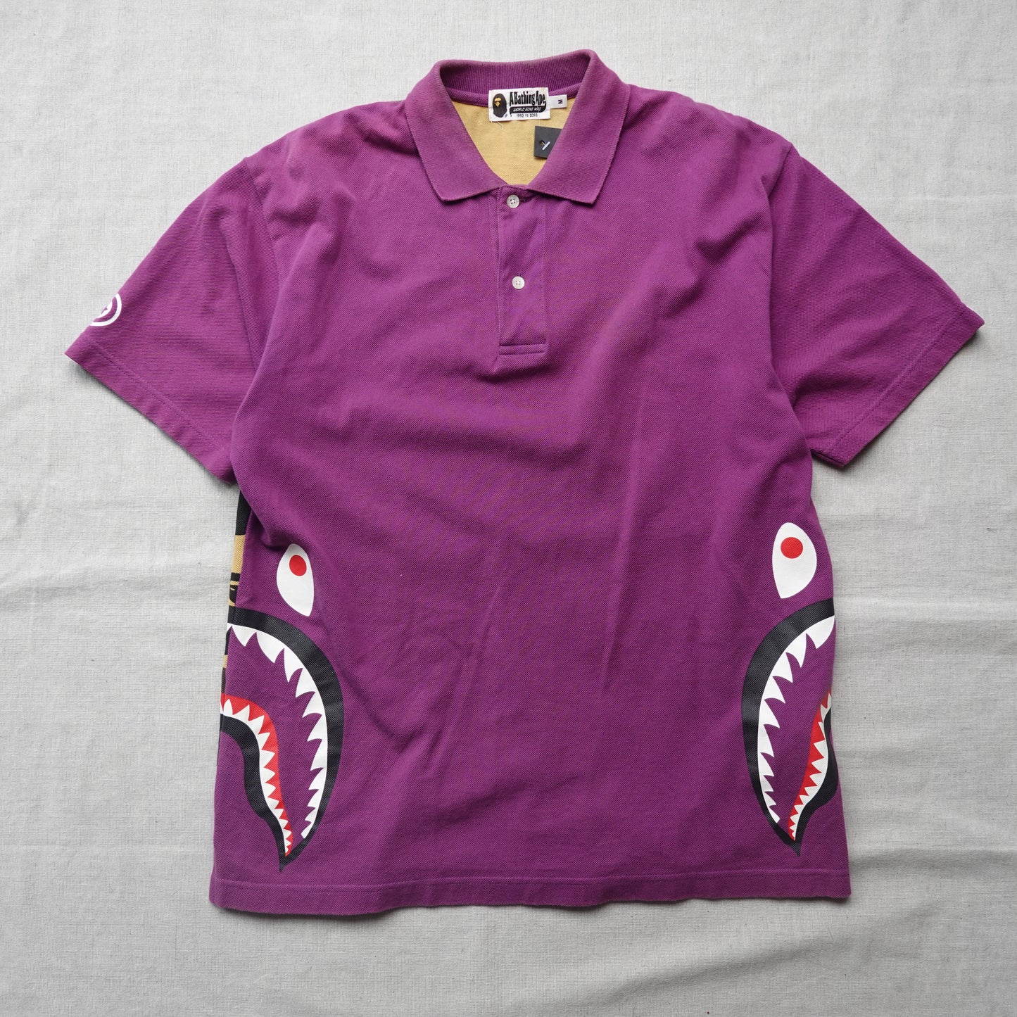 Bape Purple/Camo Shark Polo - Size M
