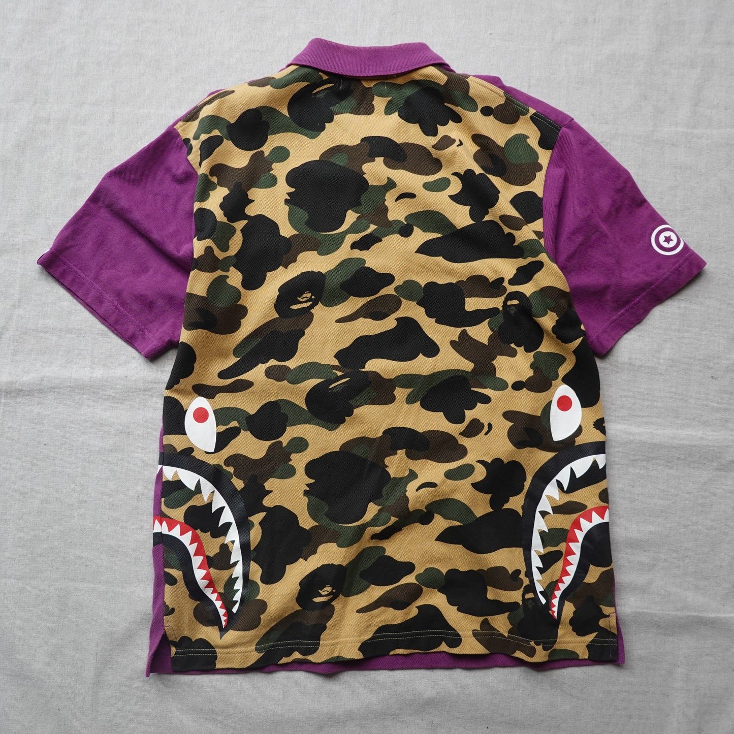 Bape Purple/Camo Shark Polo - Size M