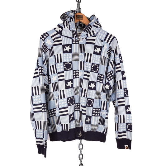 Bape Sta & Stripes Full Zip Hoodie - Size M