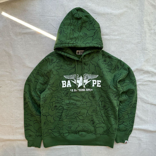 Bape Green Camo Hoodie - Size XL