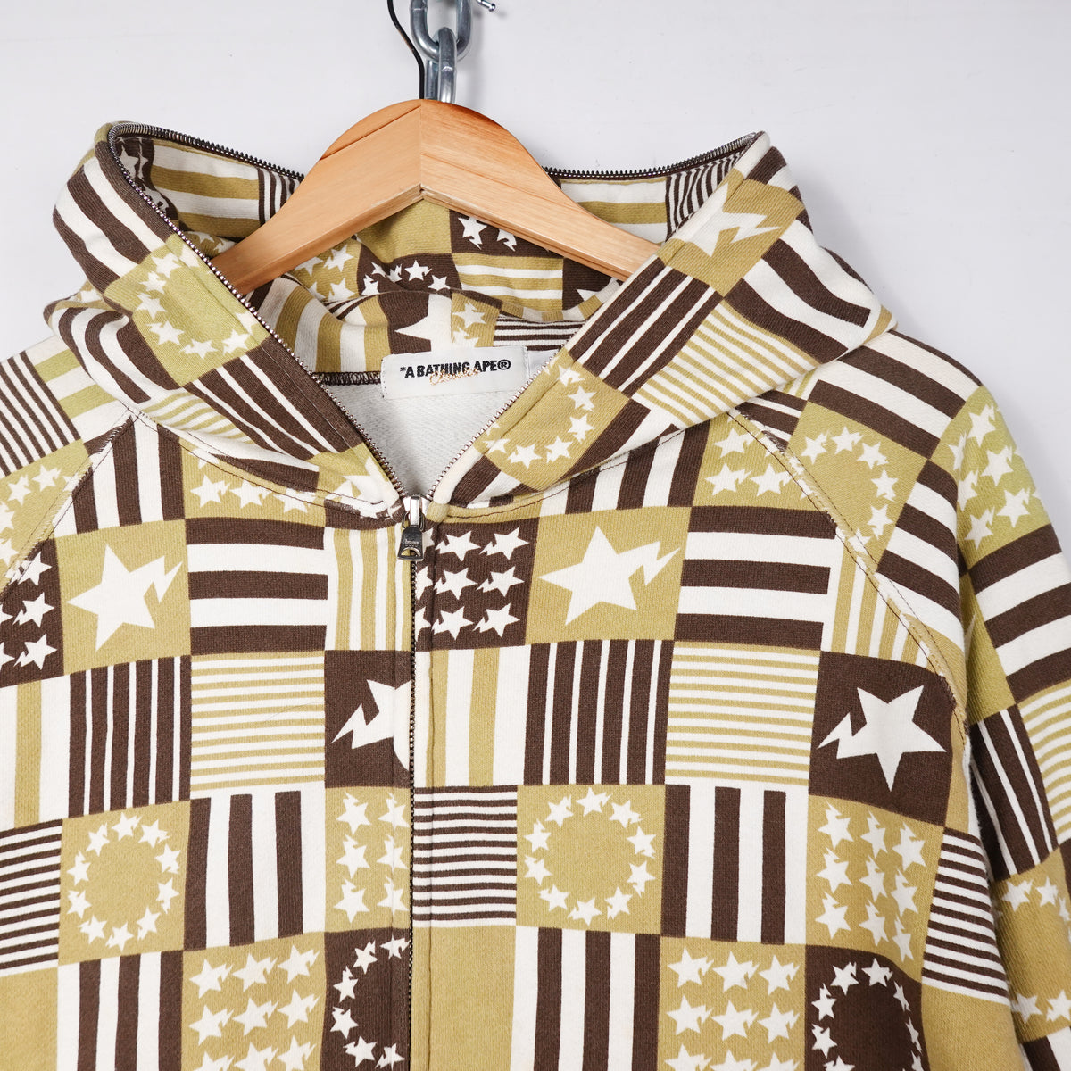 Bape Bapesta Flag Yellow Hoodie - Size L