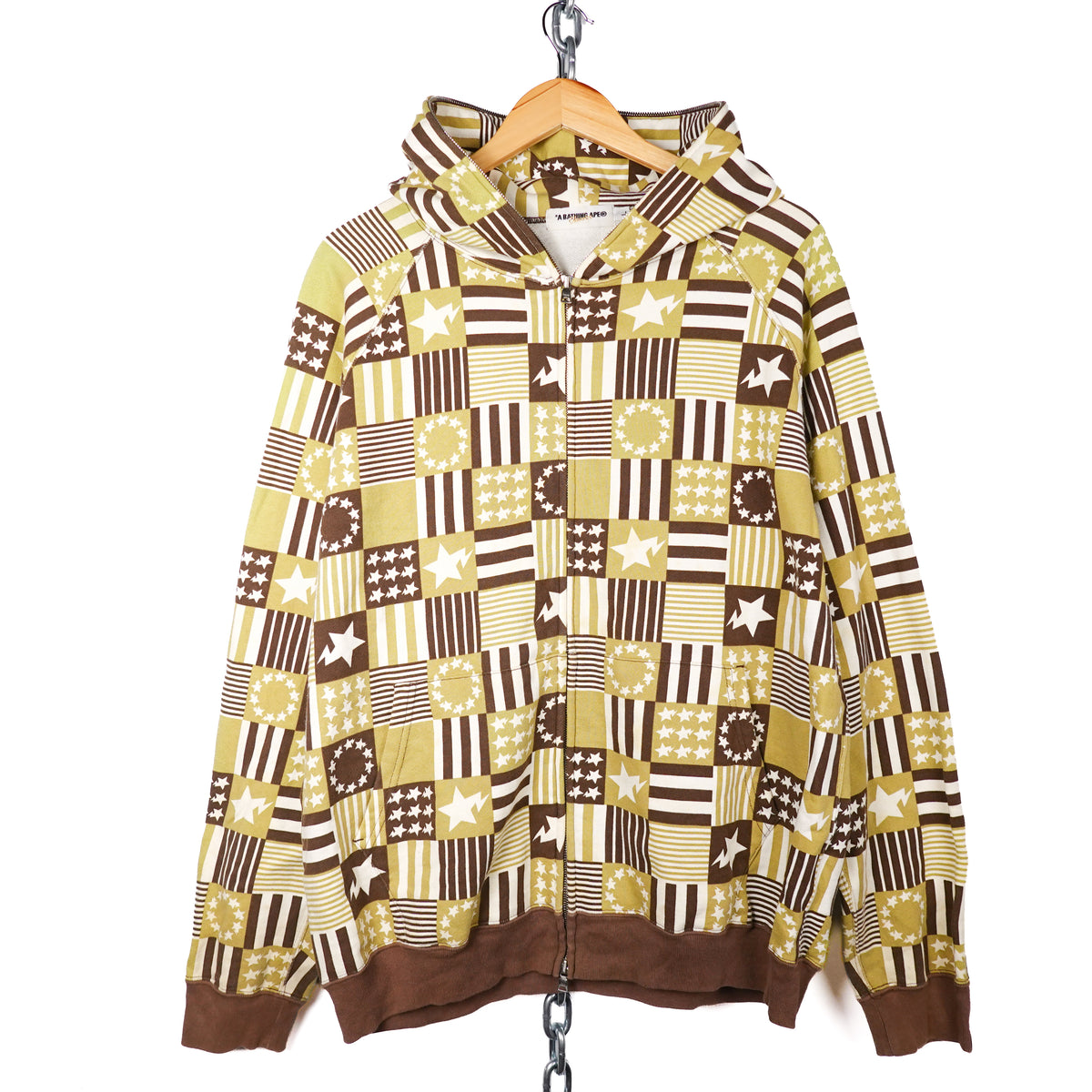 Bape Bapesta Flag Yellow Hoodie - Size L