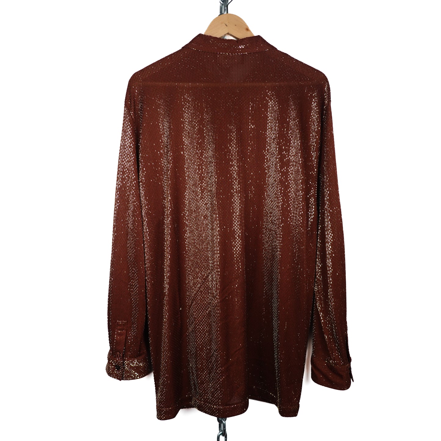 Amiri Brown and Gold Metallic Button Up - Size XL