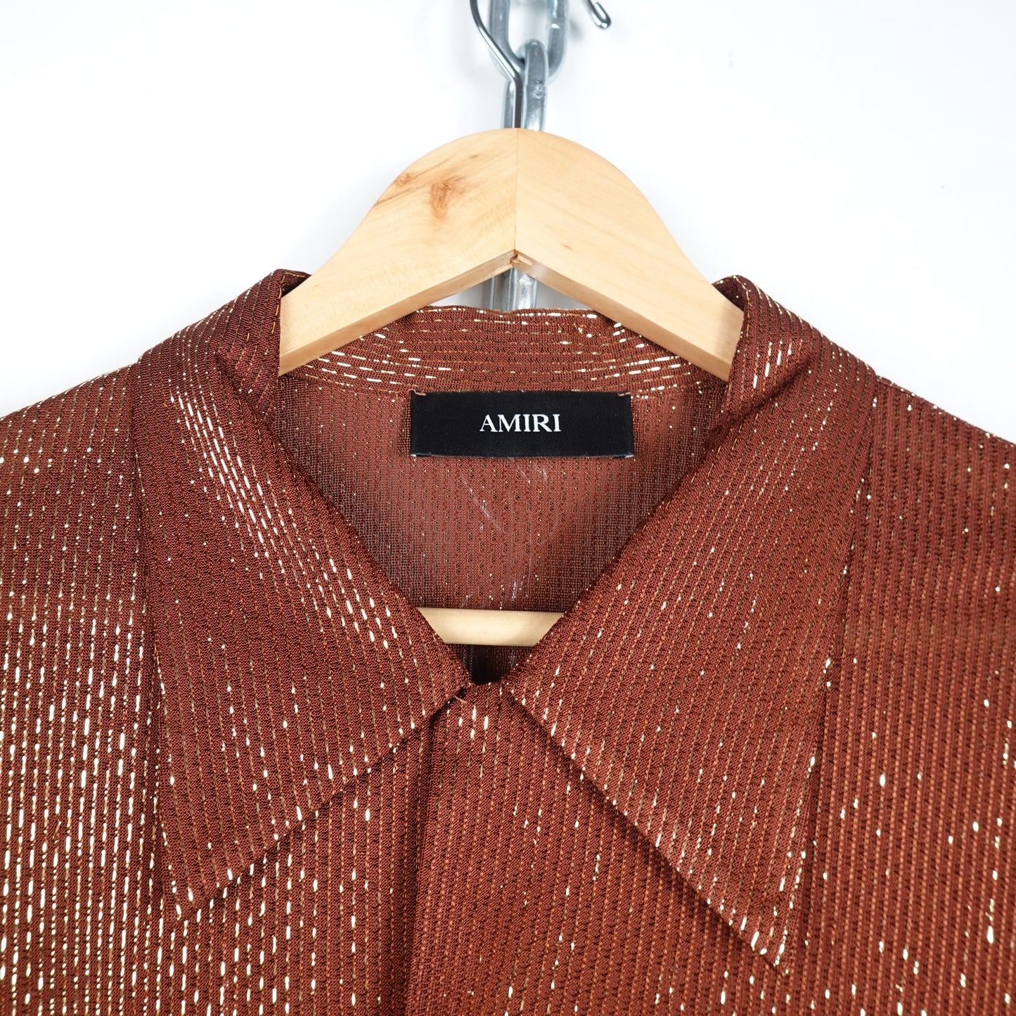 Amiri Brown and Gold Metallic Button Up - Size XL