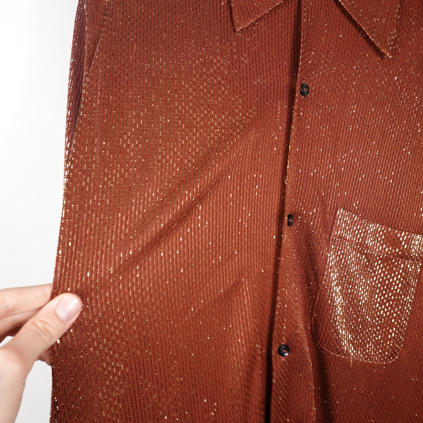 Amiri Brown and Gold Metallic Button Up - Size XL