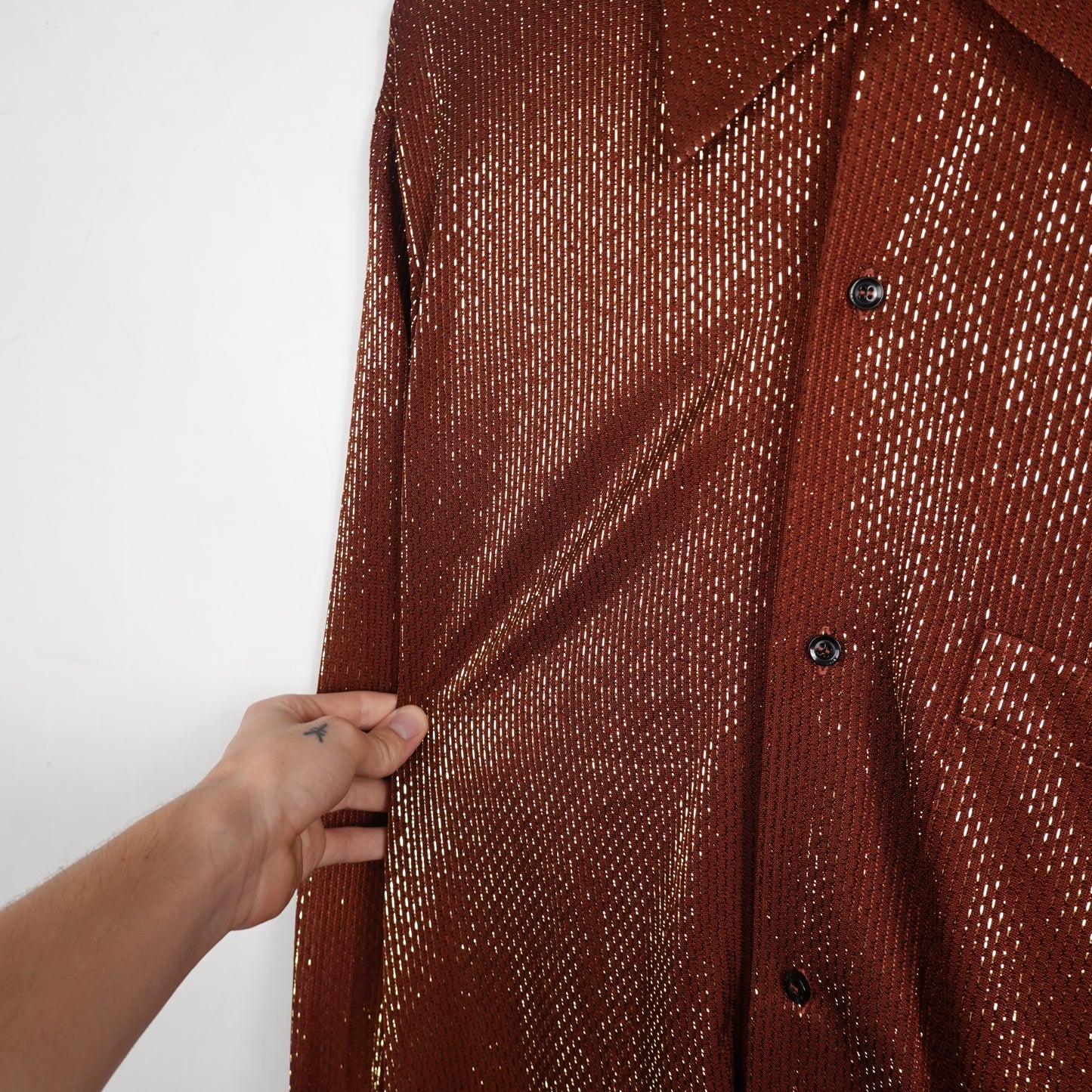 Amiri Brown and Gold Metallic Button Up - Size XL