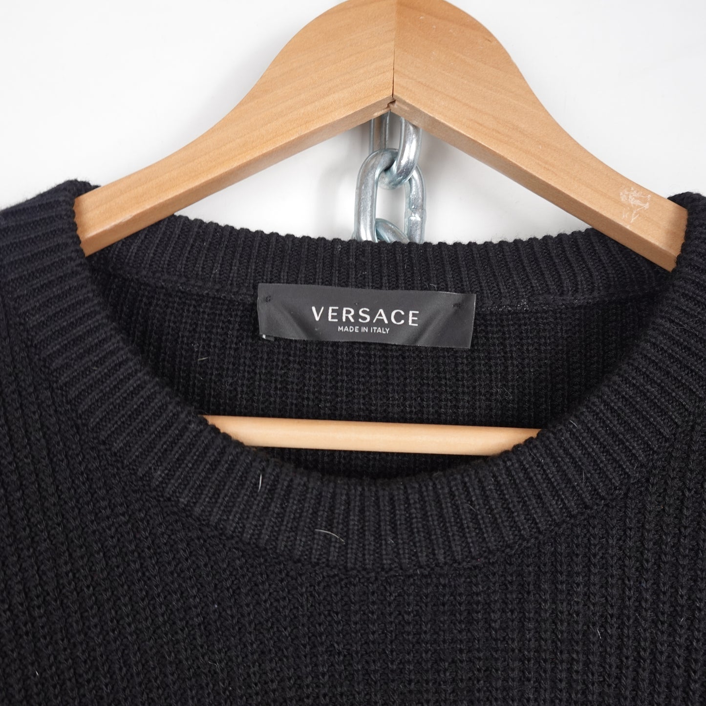 Versace Wool Jacquard Medusa Knit Sweater - Size L