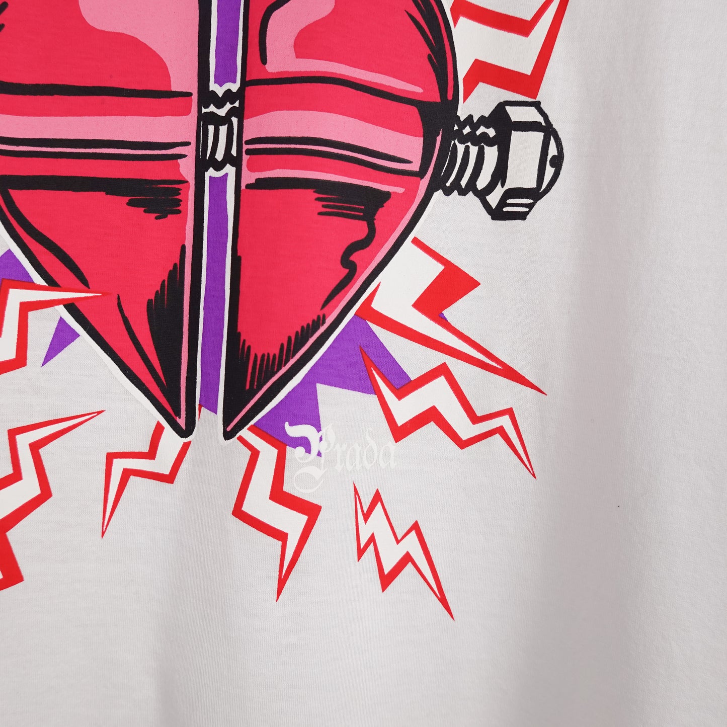Prada Printed Heart Tee - Size L