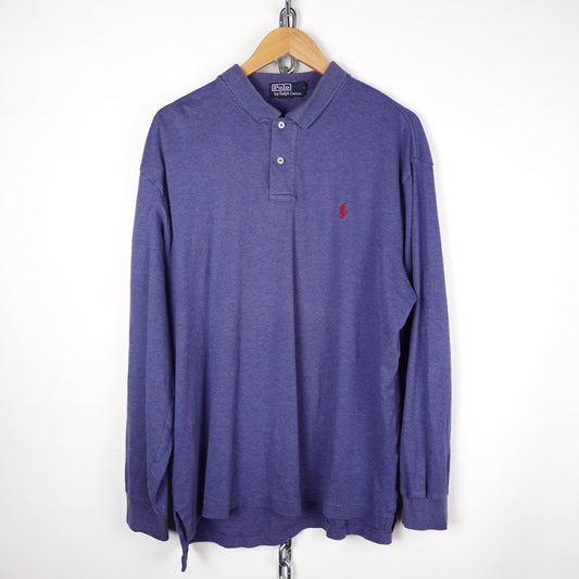 Polo RL Navy LS Polo Shirt - Size XL