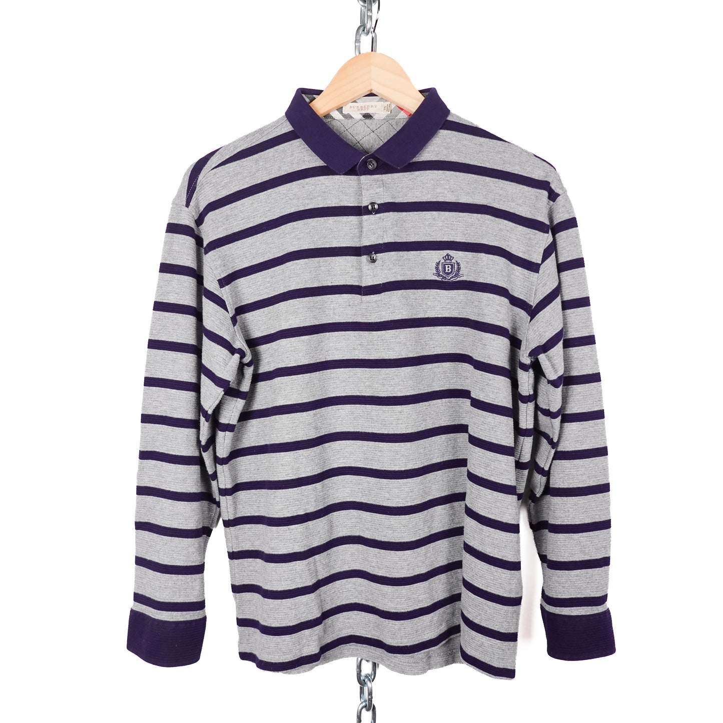 Burberry Striped LS Polo - Size L