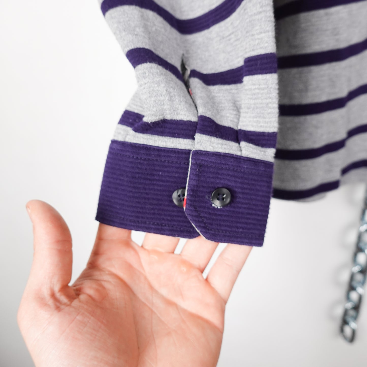 Burberry Striped LS Polo - Size L