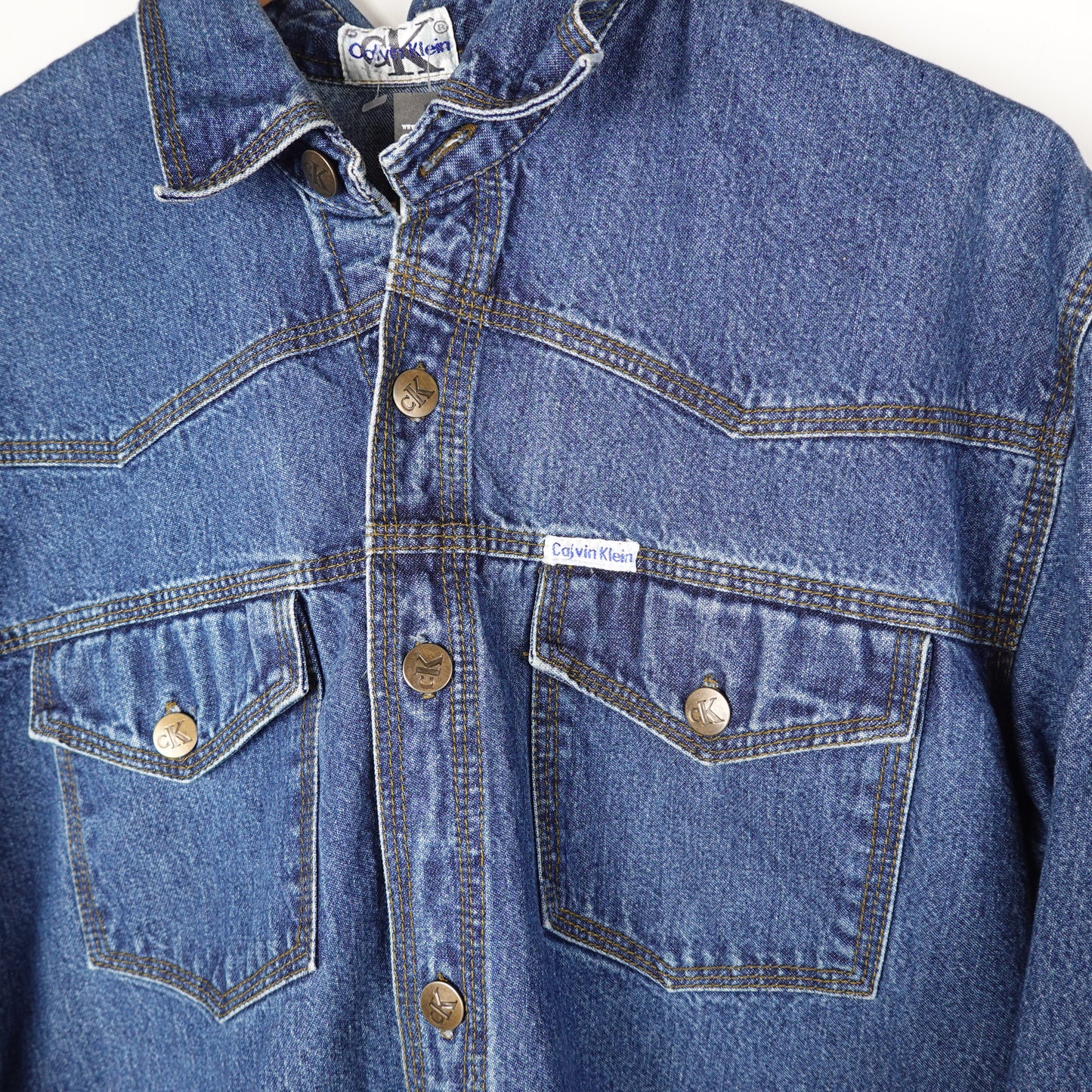 Vintage Calvin Klein Bootleg Denim Shirt - Size L
