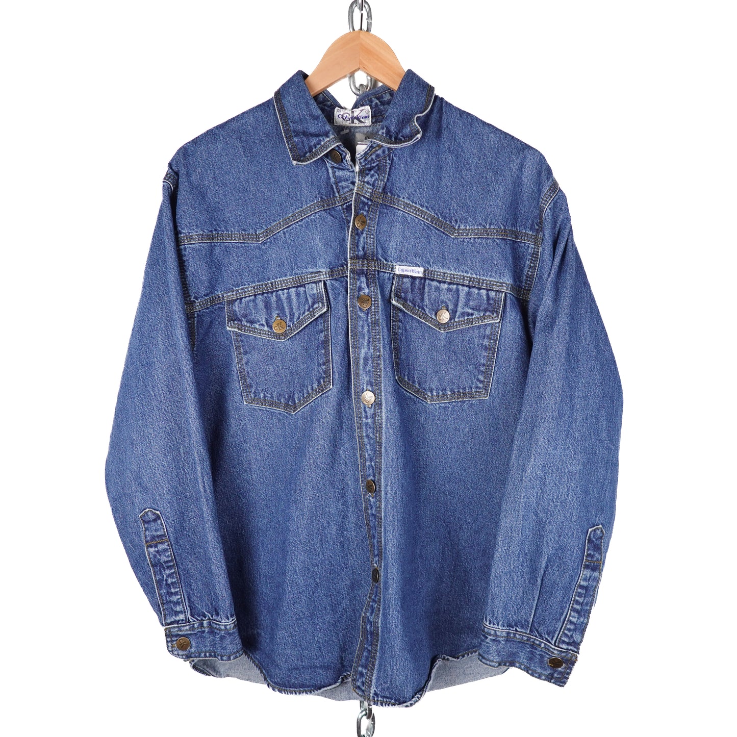 Vintage Calvin Klein Bootleg Denim Shirt - Size L