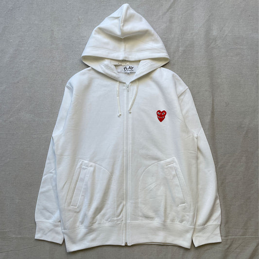 DS CDG White Zip Up hoodie - Size XL