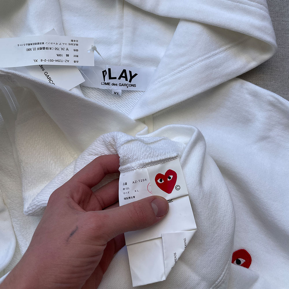 DS CDG White Zip Up hoodie - Size XL