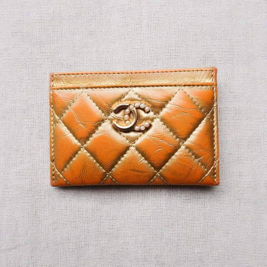 Chanel Quilted Lambskin Pearl Card Holder