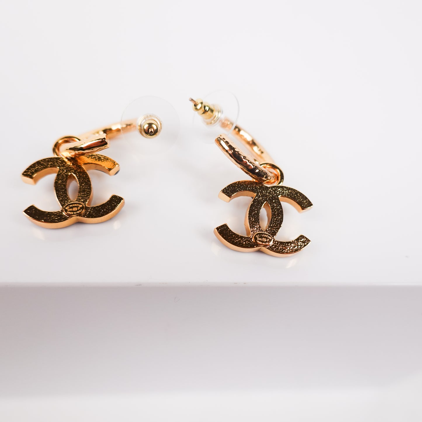 Chanel Blue Glitter Enamel & CC Earrings