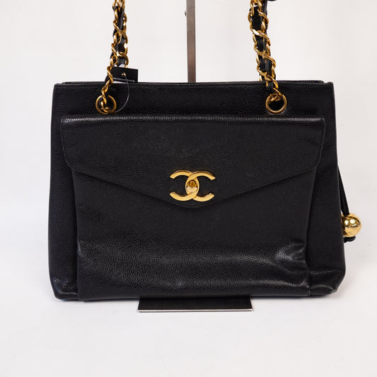 Chanel CC Matelasse Chain Tote Bag Black