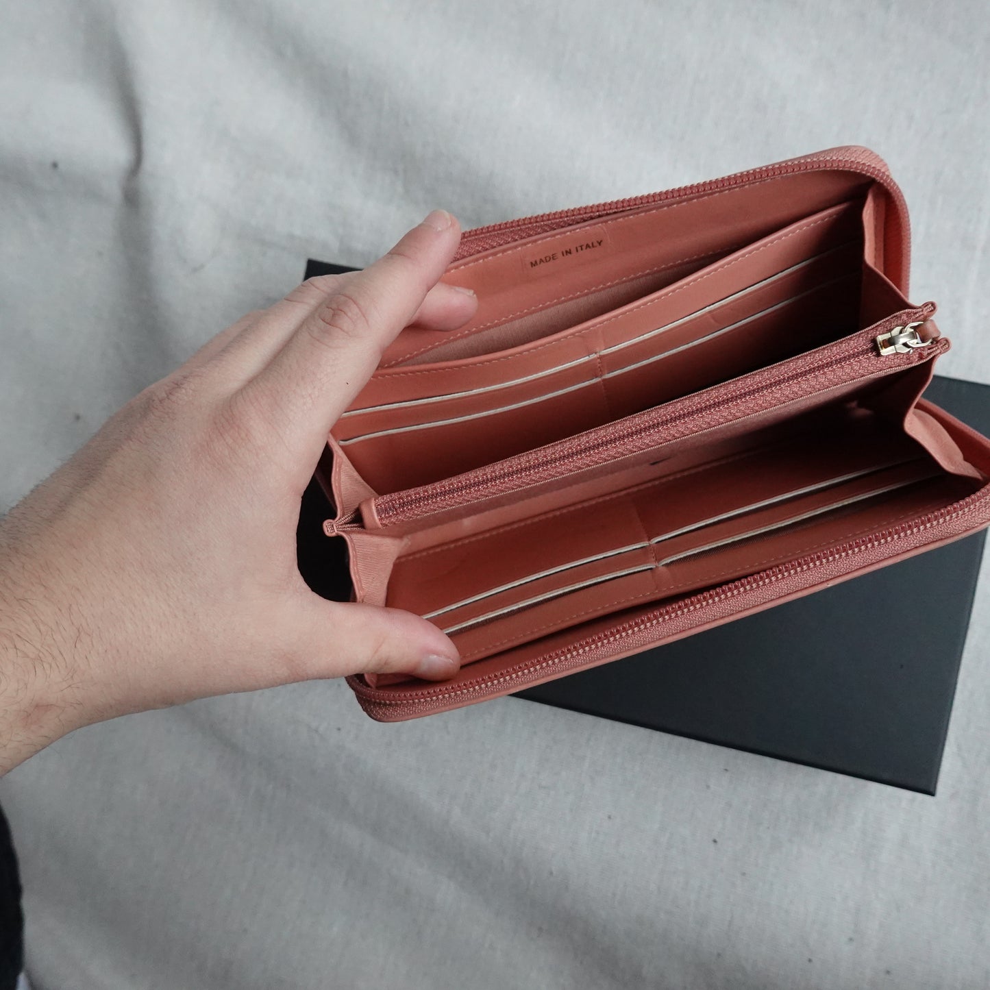 Chanel Boy Lambskin Wallet Peach