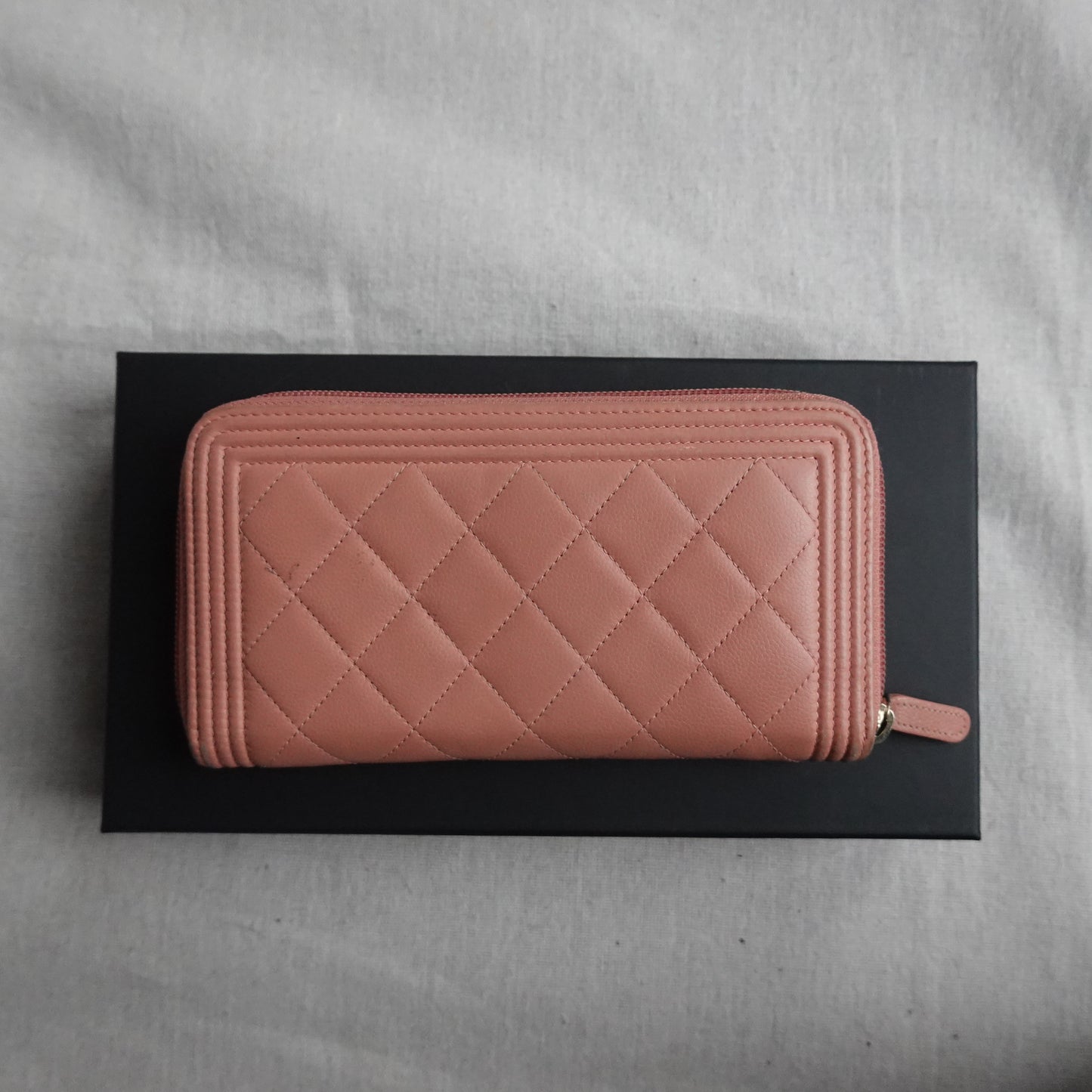 Chanel Boy Lambskin Wallet Peach