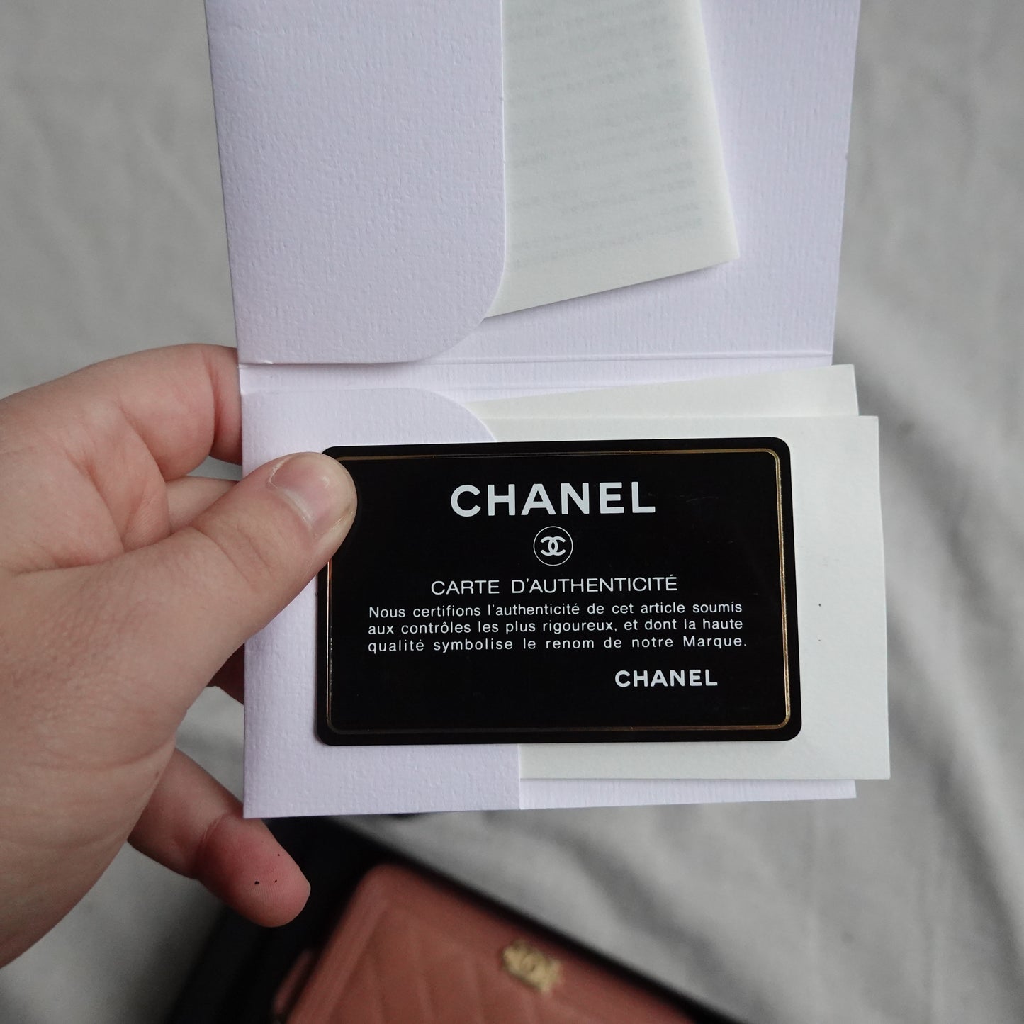 Chanel Boy Lambskin Wallet Peach