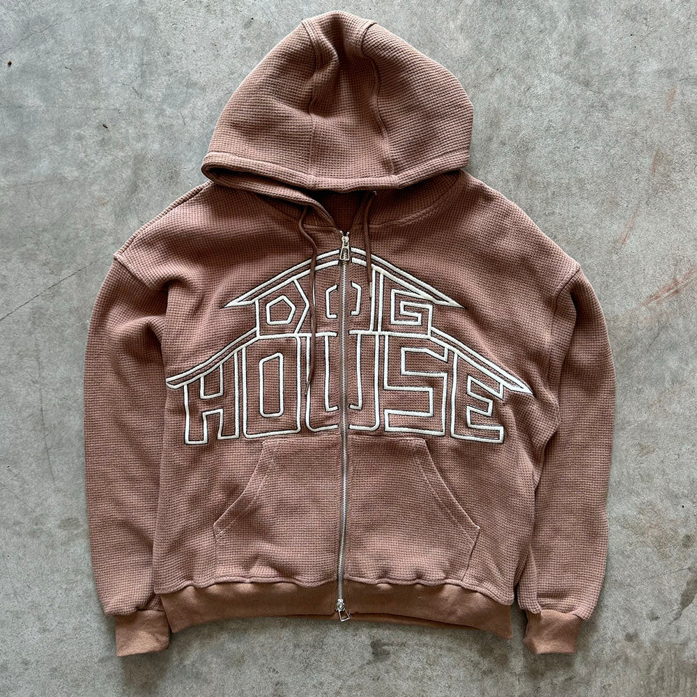 DogHouse Thermal 2 Way Zip hoodie BROWN