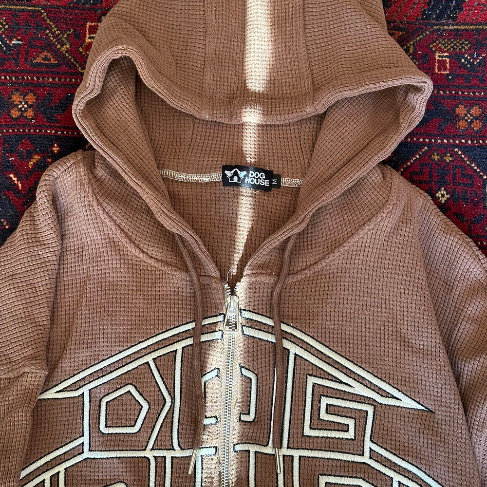 DogHouse Thermal 2 Way Zip hoodie BROWN