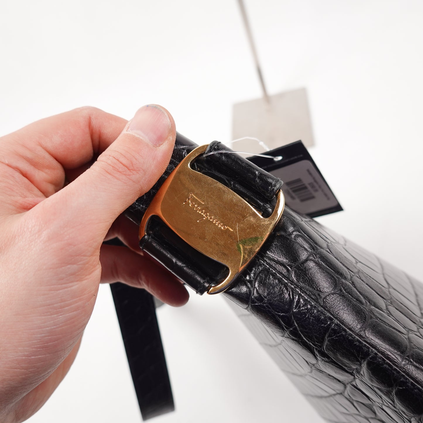 Selvatore Ferragamo Feux Croc Leather Bag