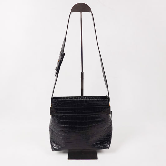 Selvatore Ferragamo Feux Croc Leather Bag