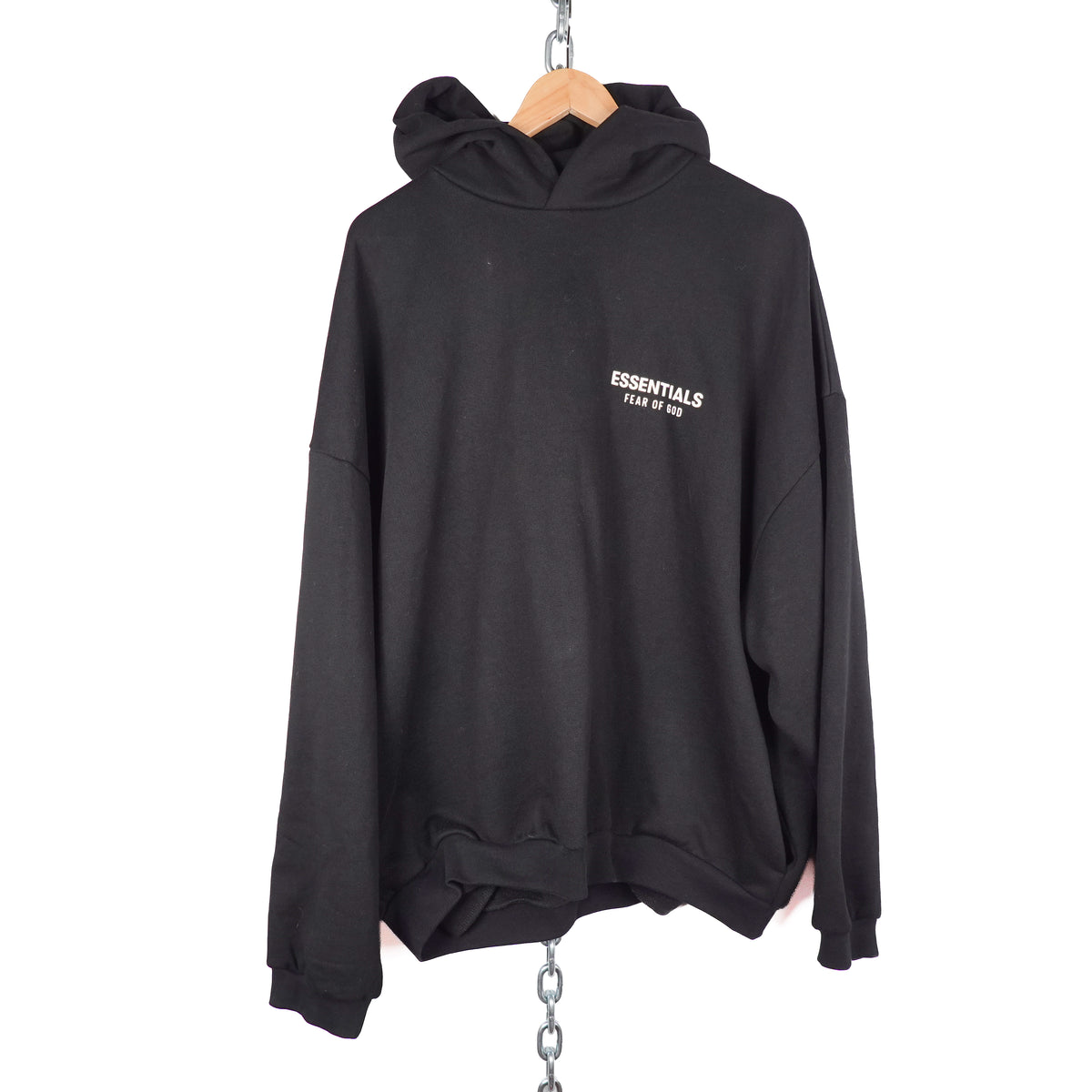 Essentials Oversized Black Hoodie - Size XL