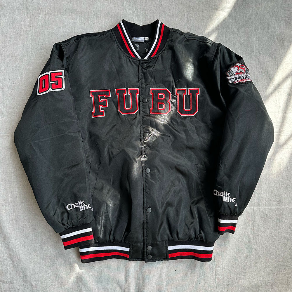 1990s Fubu Chalkline Bomber Jacket - Size M