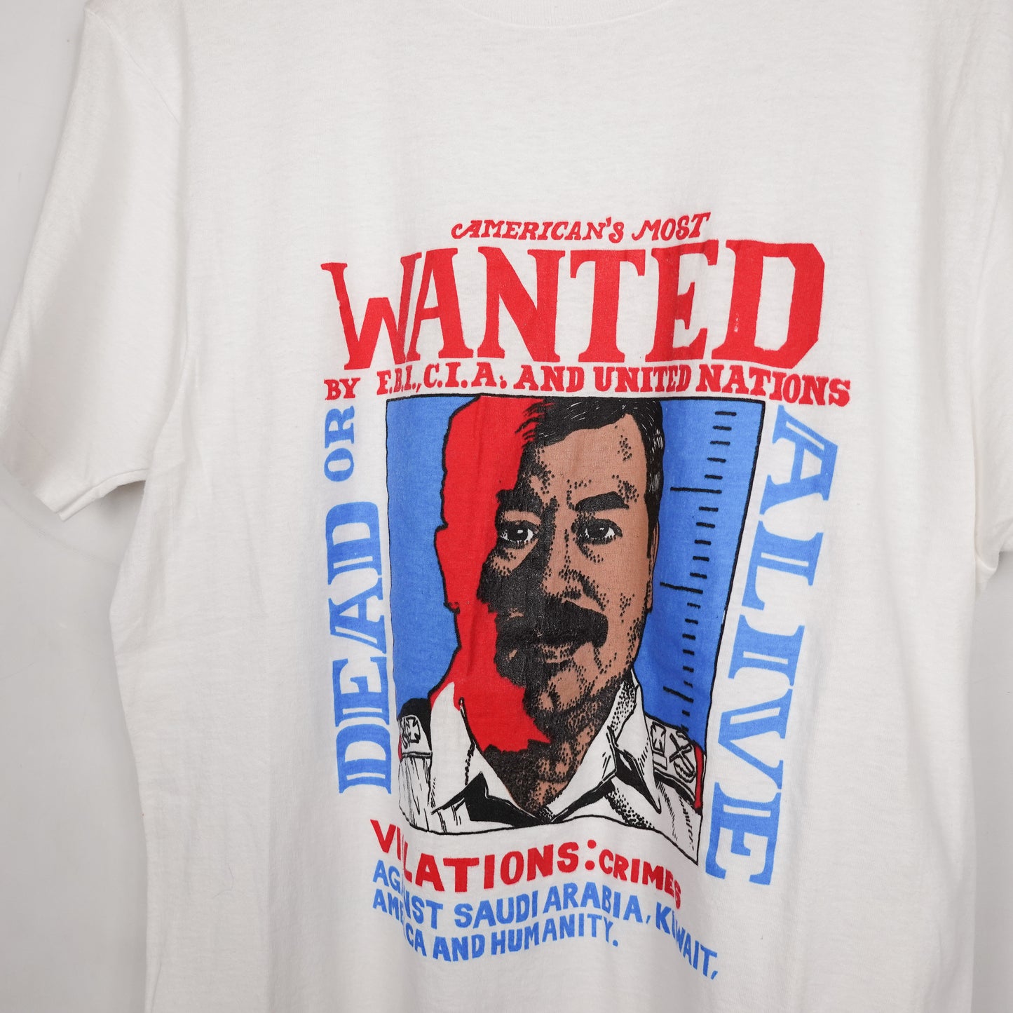 1980s Sadam Hussein Most Wanted Tee - Size L