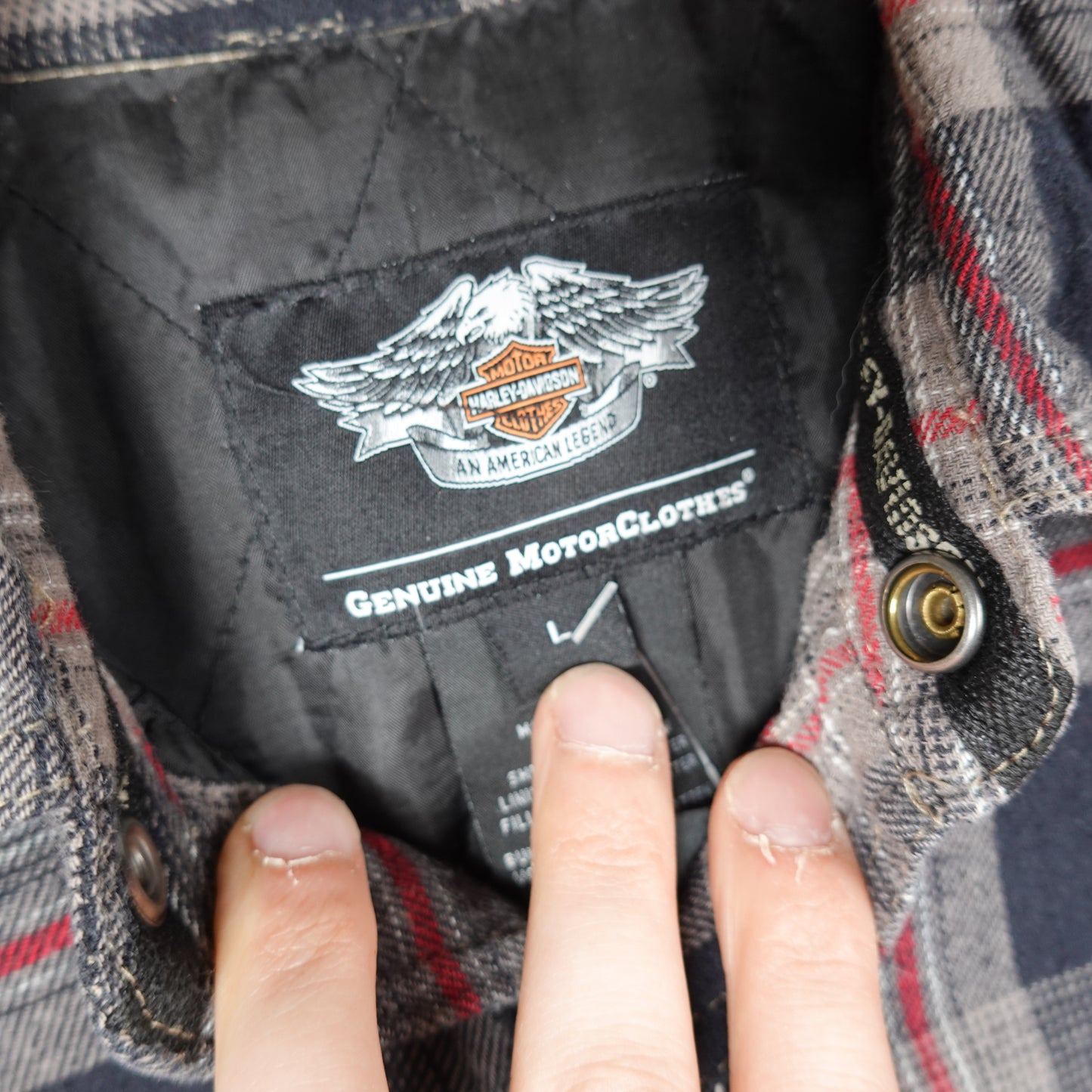 Harley Davidson Quilted Plaid Button Up - Size L