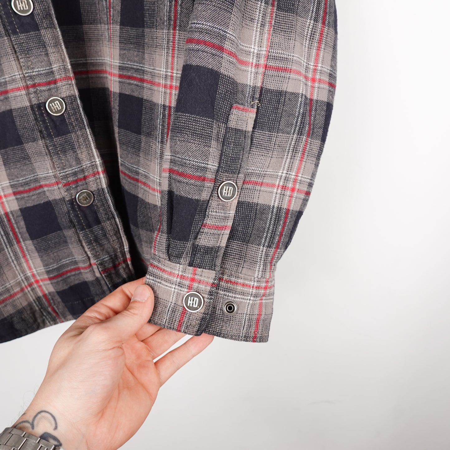 Harley Davidson Quilted Plaid Button Up - Size L
