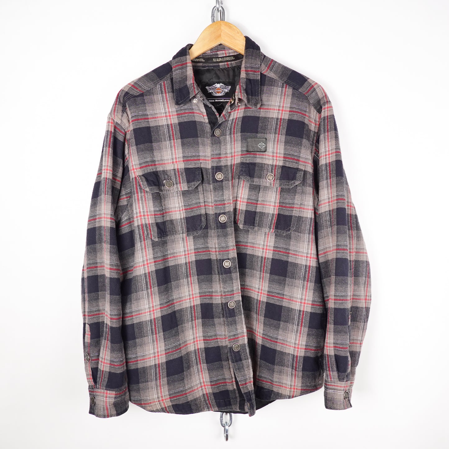 Harley Davidson Quilted Plaid Button Up - Size L