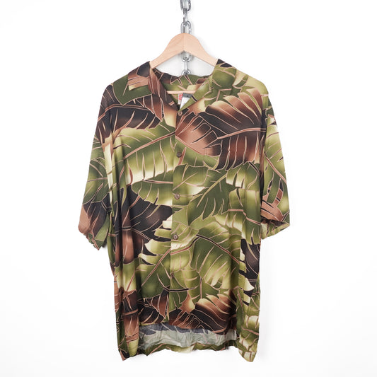 Rayon Leafy Camo Hawaii S/S Button up - Size XL