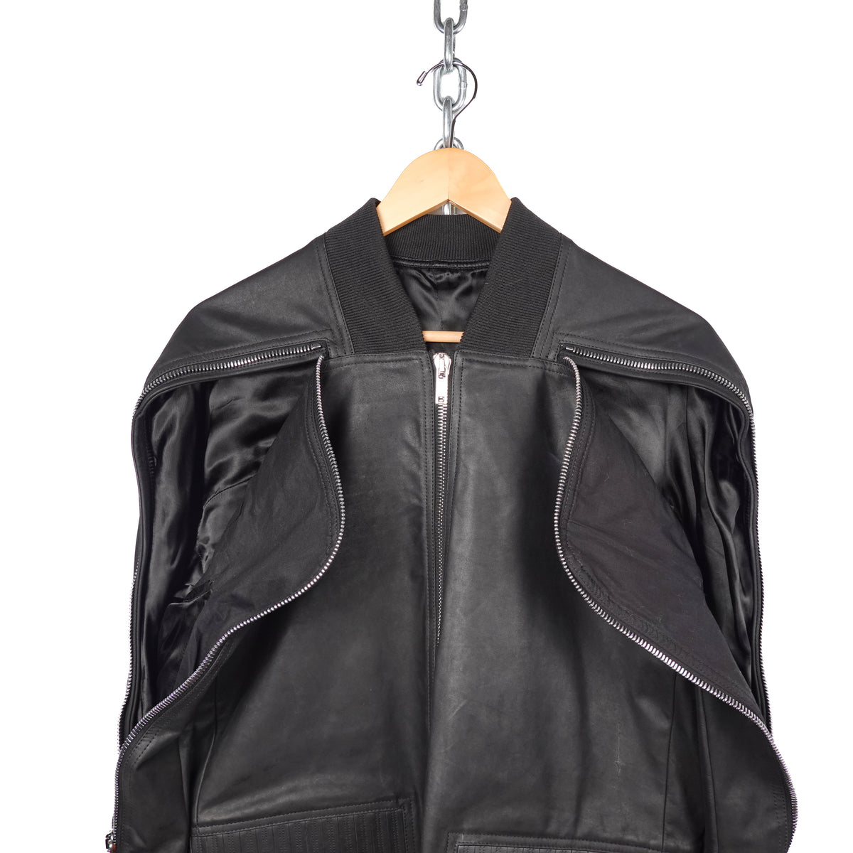 FW24 Porterville Rick Owens Seb Leather Zip Bomber Jacket - Size M