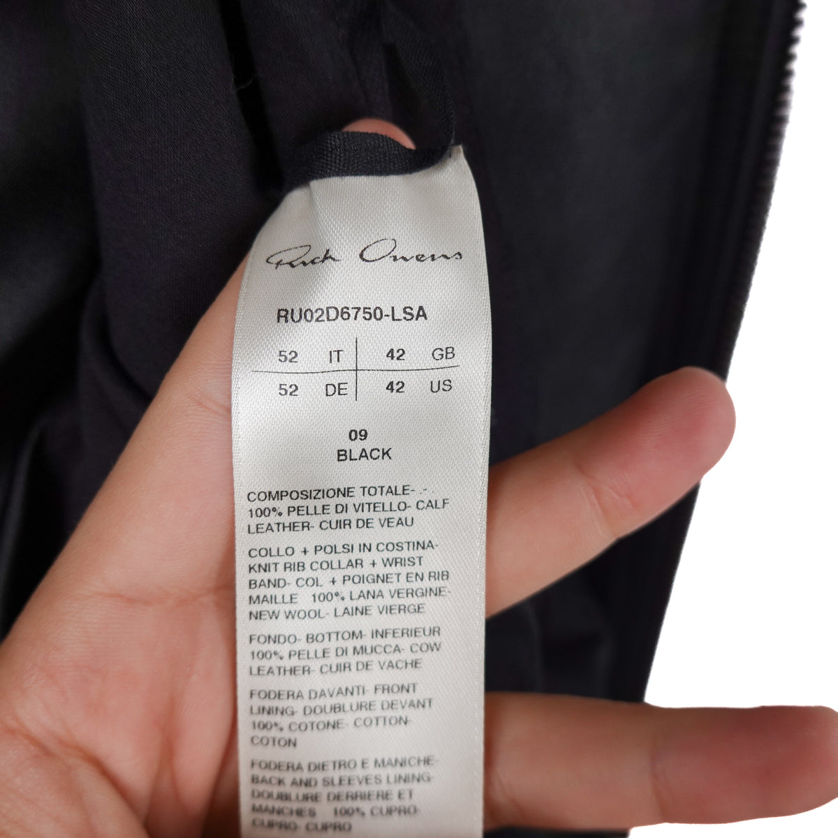 FW24 Porterville Rick Owens Seb Leather Zip Bomber Jacket - Size M