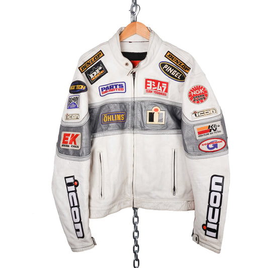 Y2K Icon Leather Racing Jacket - Size XL