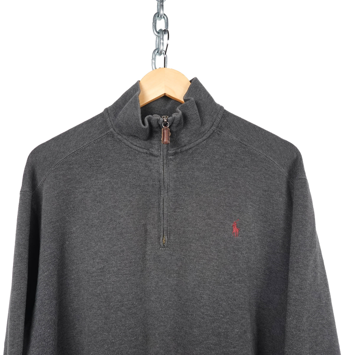 Polo RL Grey 1/4 Zip Sweater - Size L