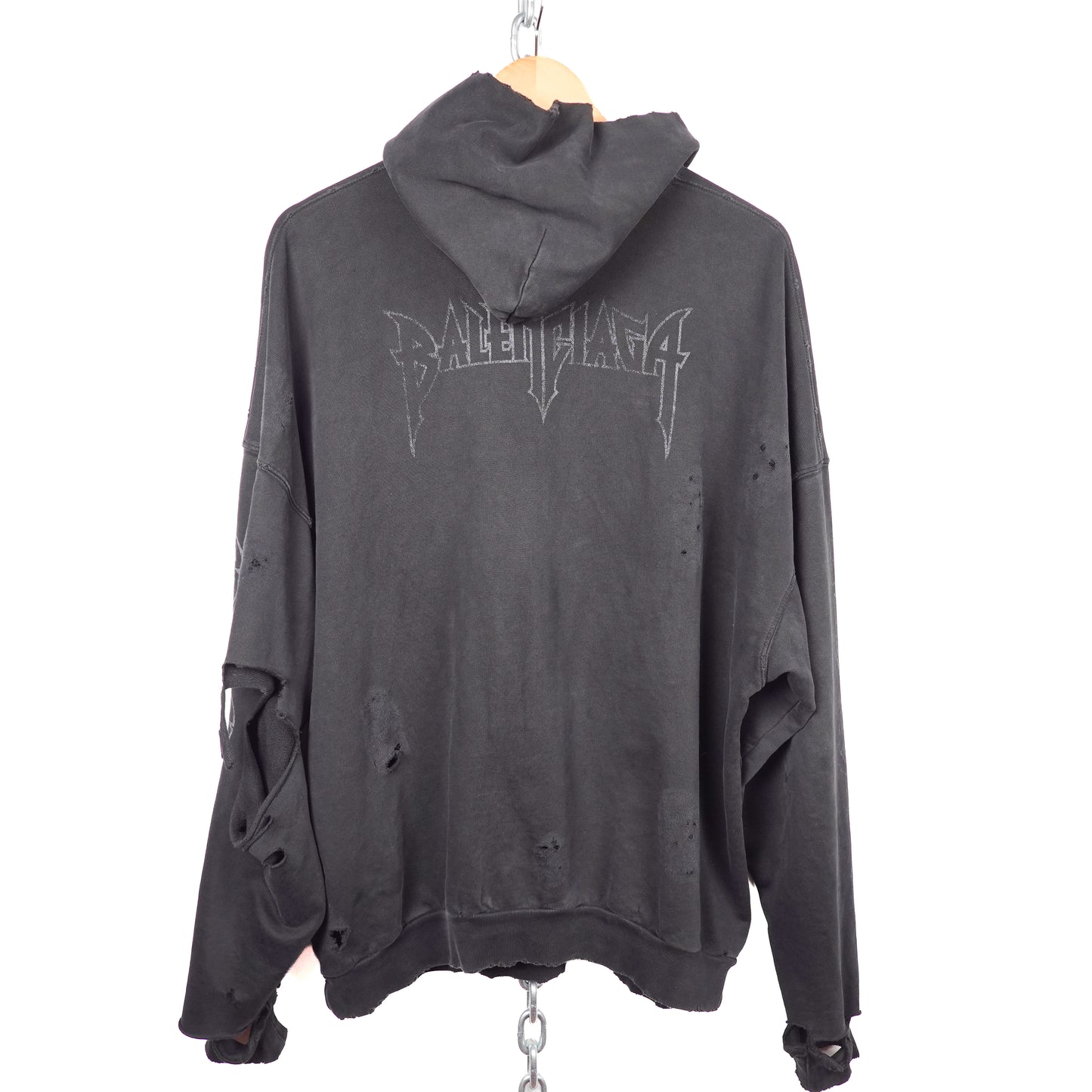 Balenciaga Paris Moon Distressed Hoodie - Size 1