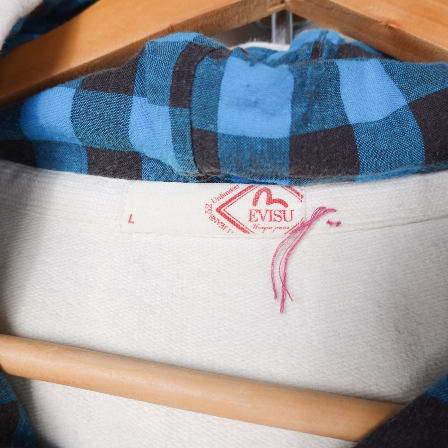 Evisu Plaid Logo Hoodie - Size M