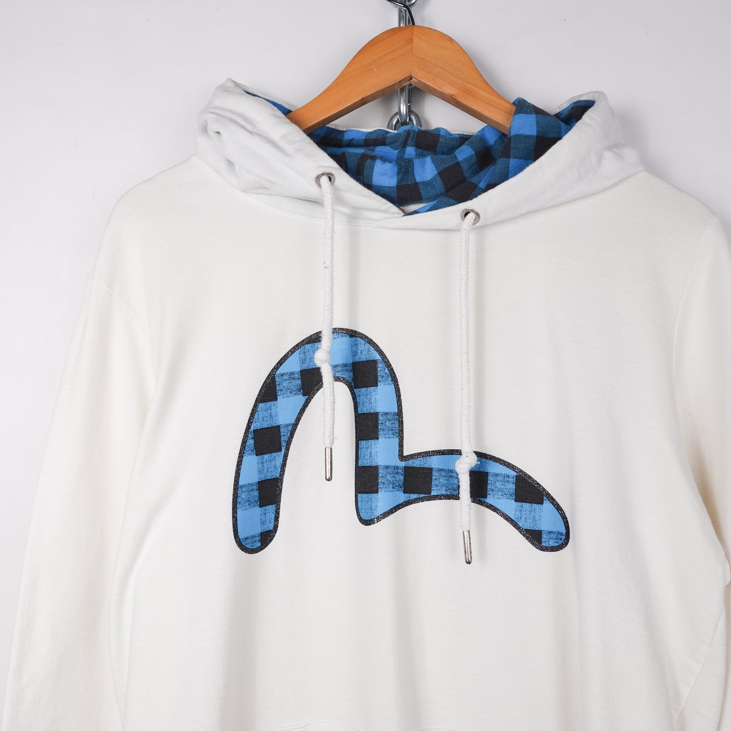 Evisu Plaid Logo Hoodie - Size M